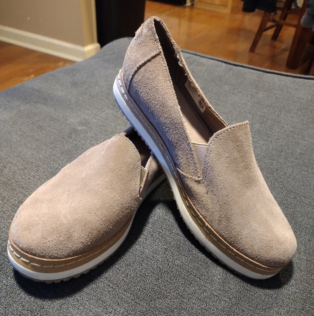TOMS platform suede slip ons
